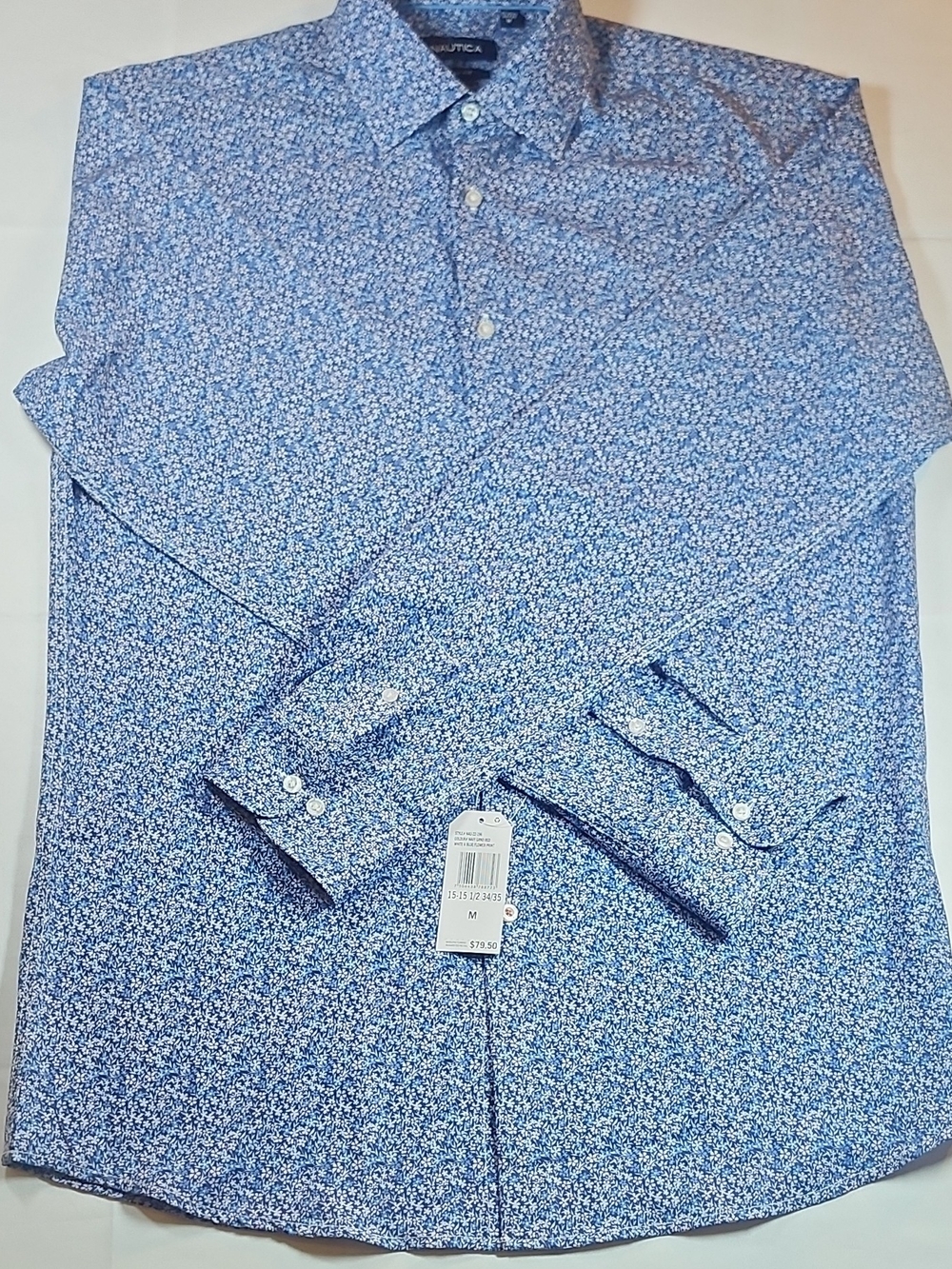 Nautica Men's Small Blue Floral Button-Up Shirt